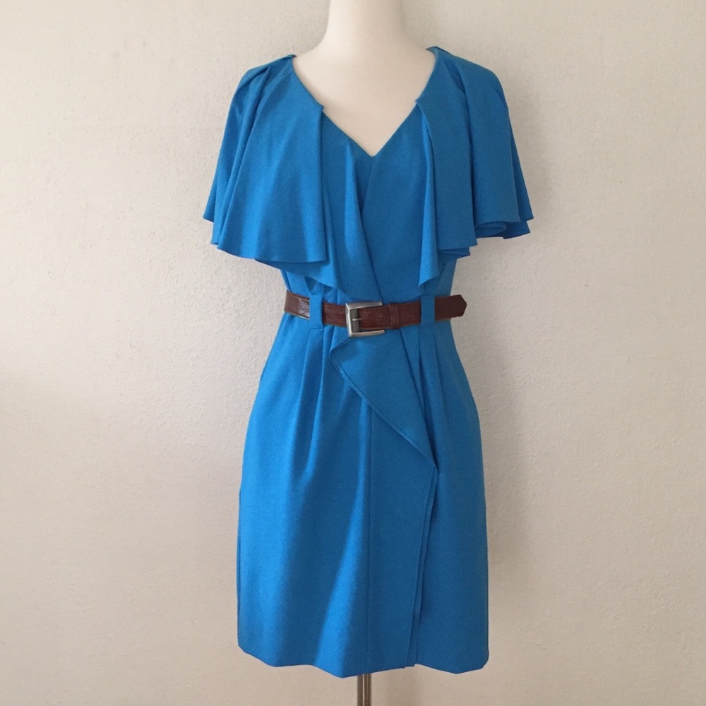 Black Halo Blue Ruffle Dress - Picture 1 of 8